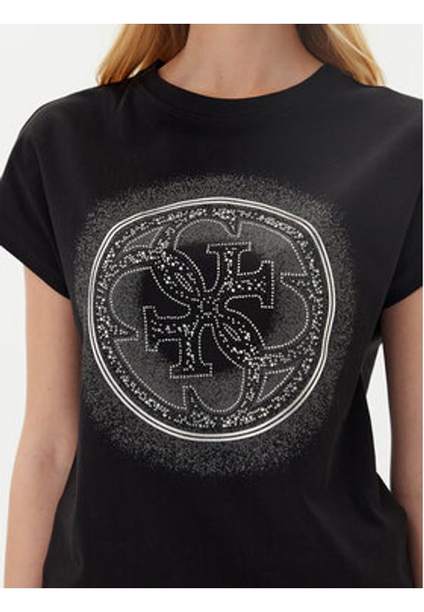 Guess T-Shirt W5YI14 I3Z14 Czarny Regular Fit. Kolor: czarny. Materiał: bawełna