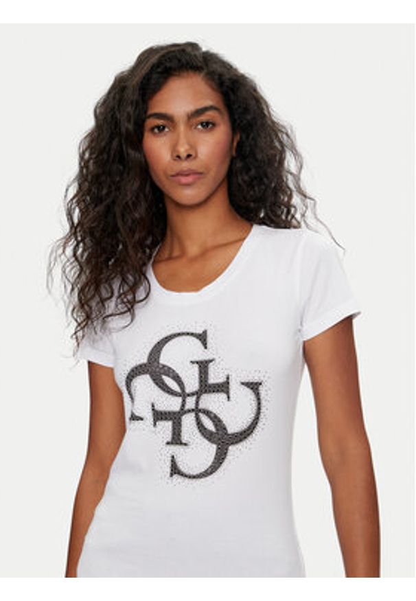 Guess T-Shirt W4YI37 J1314 Biały Regular Fit. Kolor: biały. Materiał: bawełna