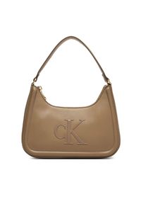 Calvin Klein Torebka Bold Ck Small Shoulder Bag LV04F3230G Beżowy. Kolor: beżowy. Materiał: skórzane #1