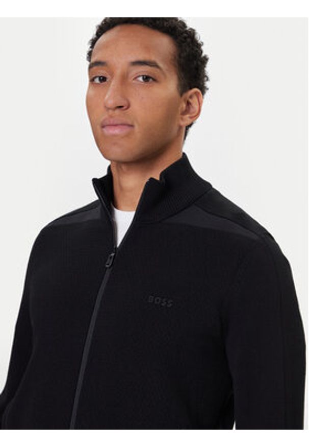 BOSS Kardigan League FZ 50547505 Czarny Regular Fit. Kolor: czarny. Materiał: wiskoza