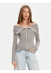 Guess Sweter W5YR03 Z30I2 Szary Slim Fit. Kolor: szary. Materiał: wiskoza