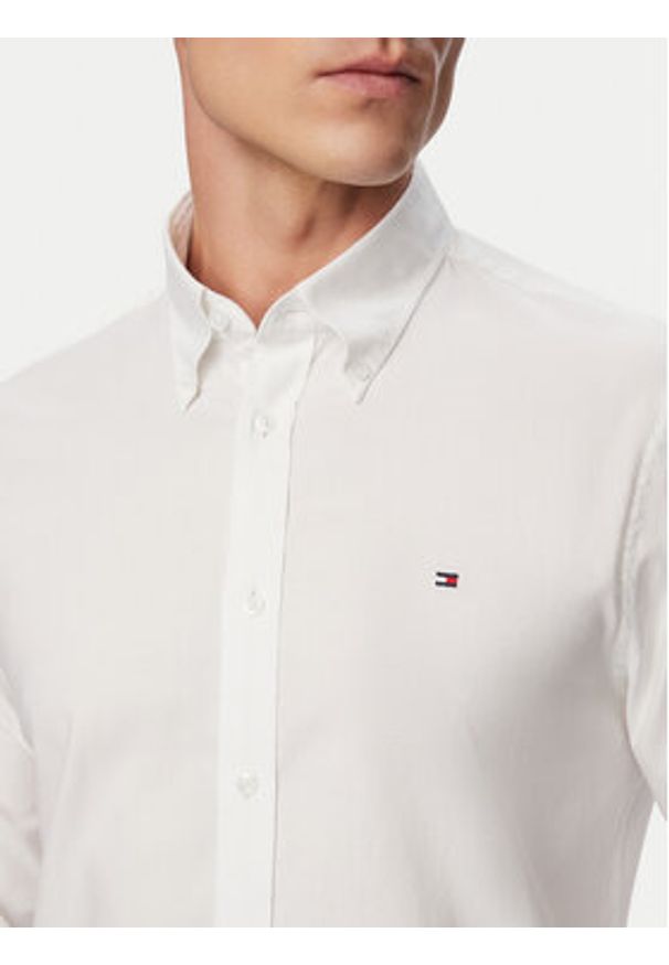 TOMMY HILFIGER - Tommy Hilfiger Koszula MW0MW38658 Biały Slim Fit. Kolor: biały. Materiał: bawełna