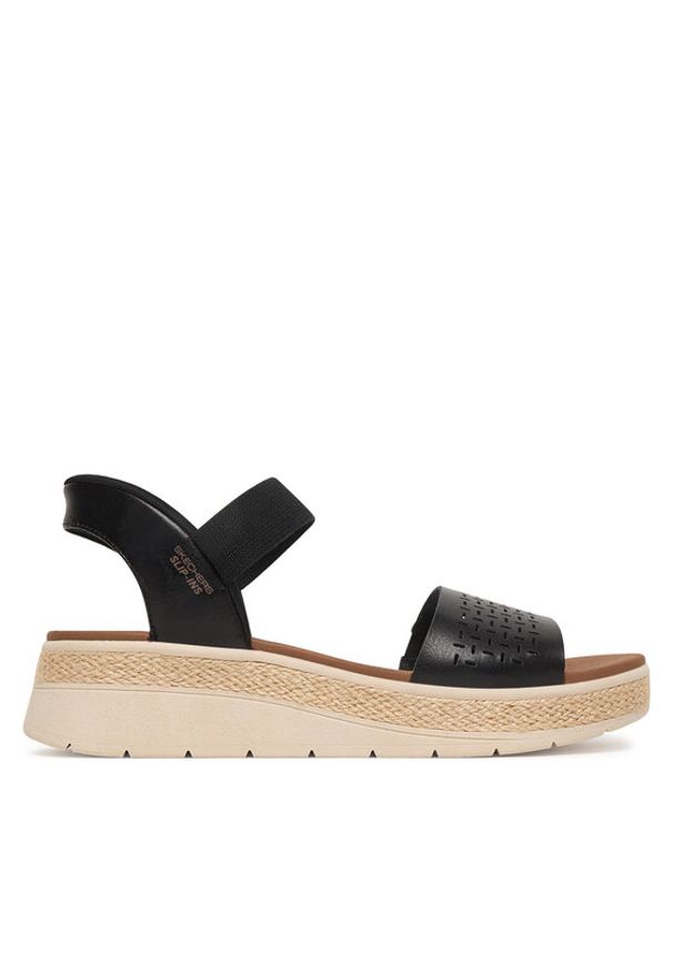 skechers - Skechers Sandały Bobs Sun Ray 114415/BLK Czarny. Kolor: czarny. Materiał: skóra