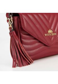 Wittchen - Damska torebka skórzana pikowana z chwostem bordowa. Kolor: czerwony. Wzór: haft, gładki. Dodatki: z haftem. Materiał: skórzane. Styl: elegancki. Rodzaj torebki: na ramię #5