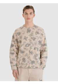 4f - 4F Bluza dresowa nierozpinana bez kaptura męska - beżowa L. Okazja: na co dzień. Typ kołnierza: bez kaptura. Kolor: beżowy. Materiał: dresówka. Wzór: ze splotem. Styl: klasyczny, sportowy, casual