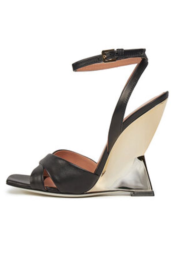 Pollini Sandały SA1602AE1ITEZ000 Czarny. Kolor: czarny. Materiał: skóra