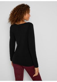 Sweter Premium z aplikacją z perełek bonprix czarny. Kolor: czarny. Wzór: aplikacja #4