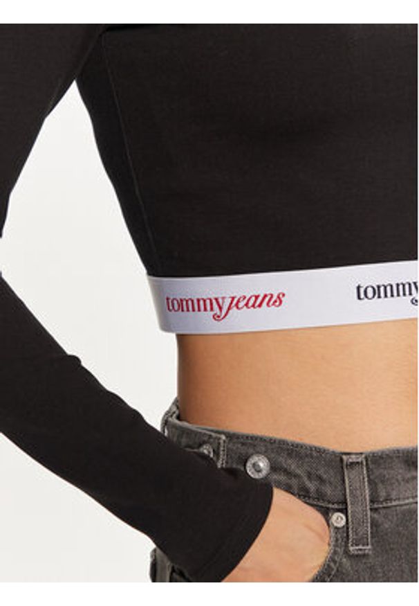 Tommy Jeans Bluzka DW0DW19510 Czarny Slim Fit. Kolor: czarny. Materiał: syntetyk, wiskoza