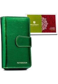 Portfel damski Peterson PTN 76116-SH zielony. Kolor: zielony. Materiał: lakier, skóra