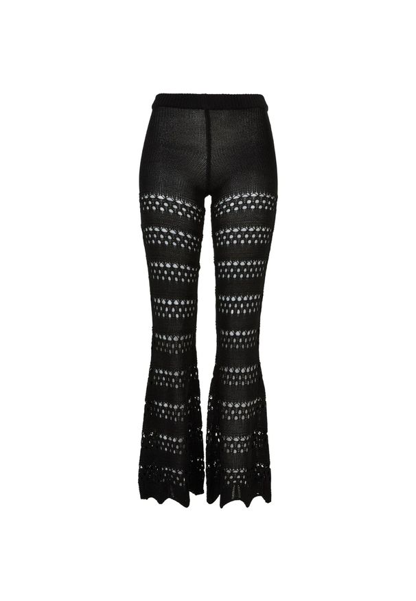 Urban Classics - Legginsy Damskie Z Dzianiny Szydełkowej Z Rozszerzanymi Nogawkami. Kolor: czarny. Materiał: dzianina. Sport: turystyka piesza