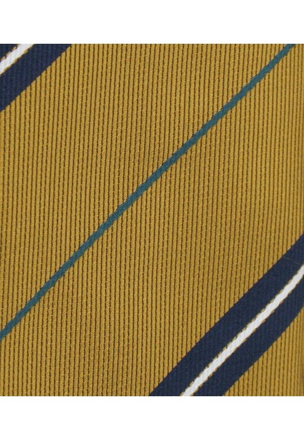 Klasyczny Krawat Klubowy - Alties - Żółty w Prążek. Kolor: żółty, złoty, wielokolorowy. Materiał: tkanina. Wzór: prążki. Styl: klasyczny