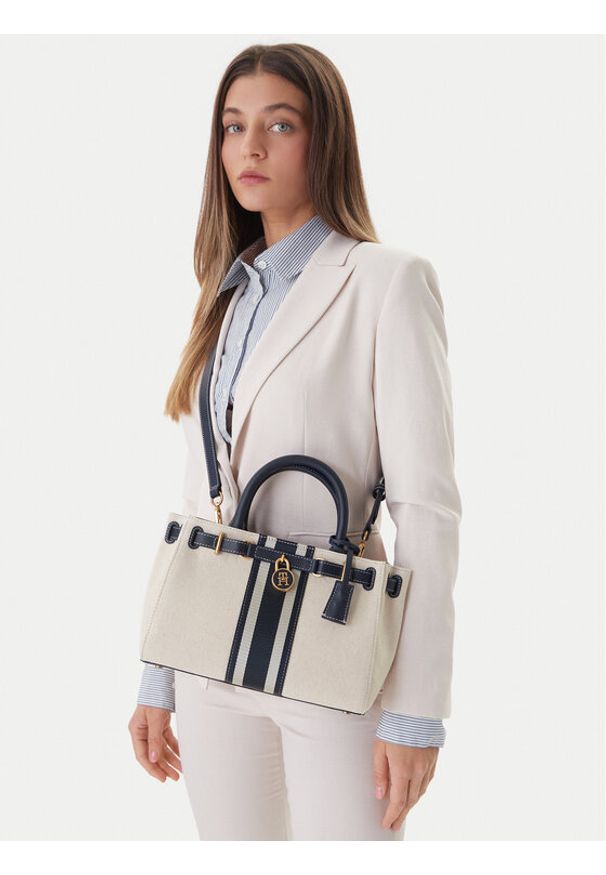 TOMMY HILFIGER - Tommy Hilfiger Torebka American Icon Mini Tote Canvas AW0AW18543 Kolorowy. Wzór: kolorowy