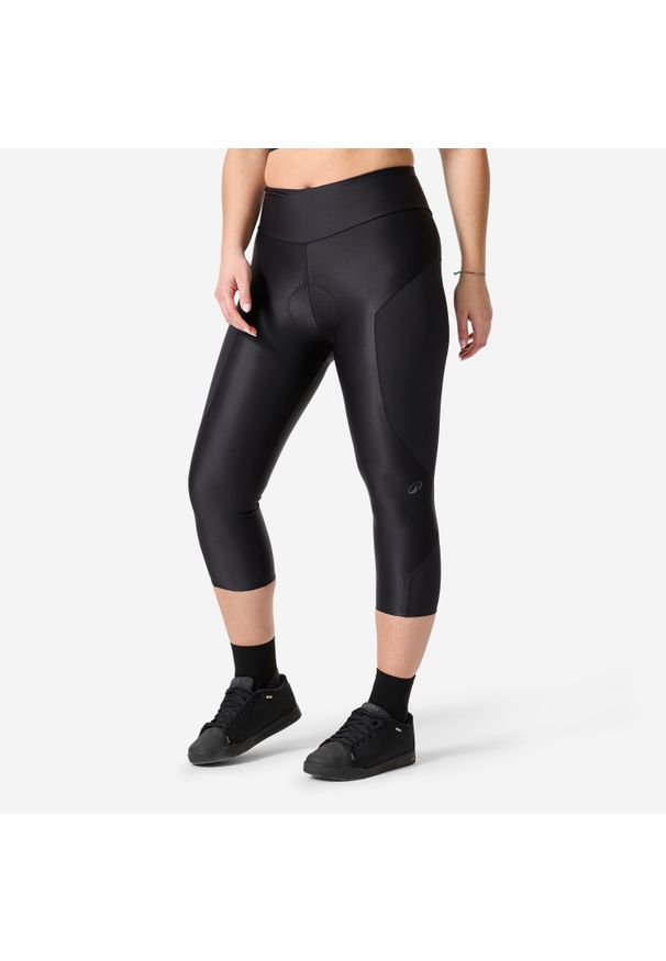 ROCKRIDER - Spodenki 3/4 rowerowe MTB damskie Rockrider. Kolor: czarny. Materiał: materiał, tkanina. Sport: kolarstwo