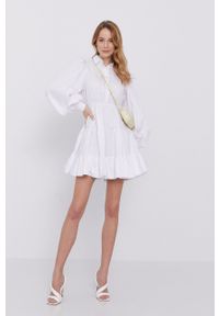 BARDOT - Bardot - Sukienka. Kolor: biały. Materiał: tkanina. Typ sukienki: rozkloszowane #4