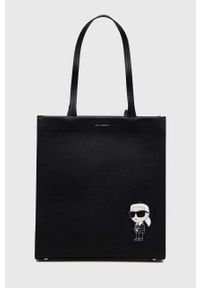 Karl Lagerfeld torebka skórzana kolor czarny. Kolor: czarny. Materiał: skórzane. Rodzaj torebki: na ramię #1