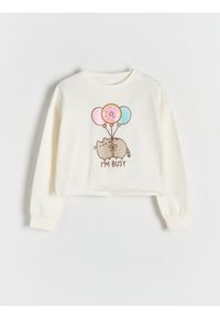 Reserved - Bawełniana koszulka Pusheen - złamana biel. Materiał: bawełna. Długość: krótkie
