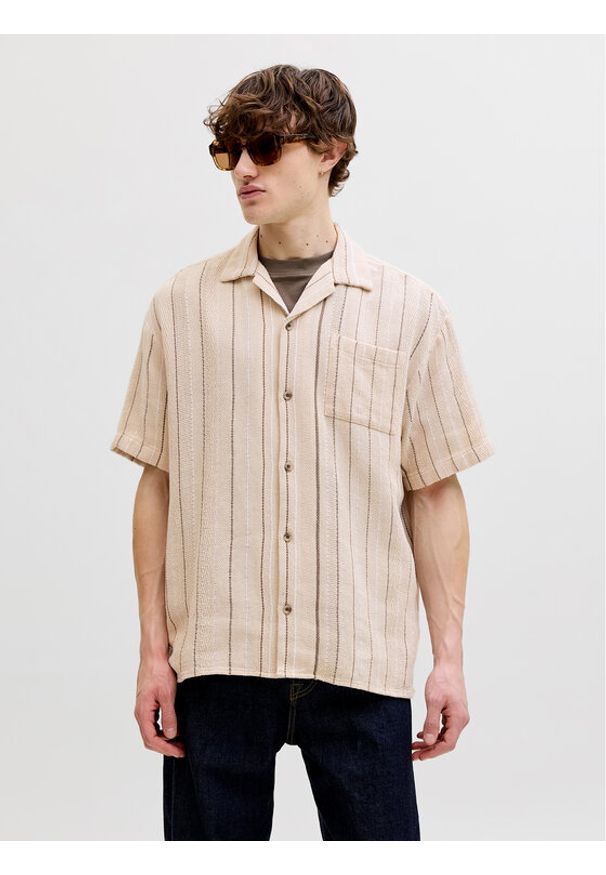 Jack & Jones Koszula Bradley 12290119 Beżowy Regular Fit. Kolor: beżowy. Materiał: bawełna