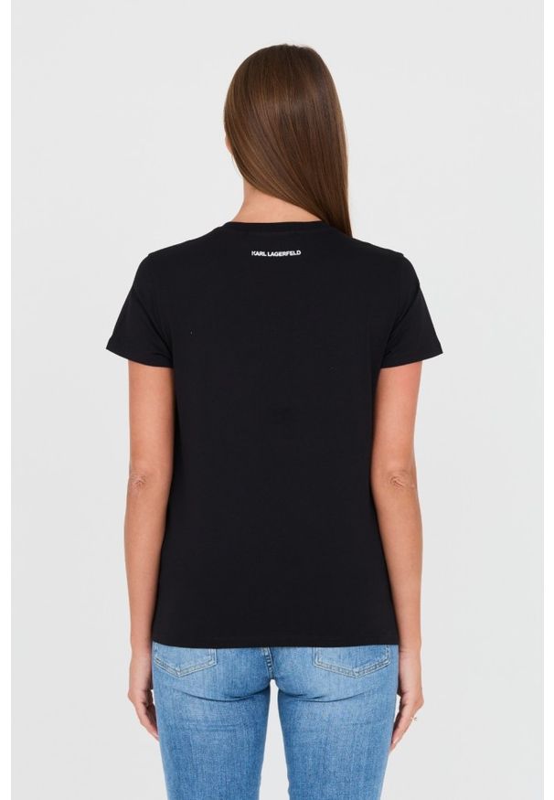 Karl Lagerfeld - KARL LAGERFELD Czarny damski t-shirt Karl, Rozmiar XS. Kolor: czarny