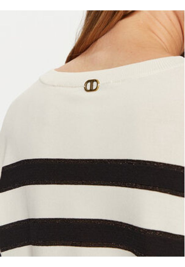 TwinSet - TWINSET Sweter 241TE3020 Biały Regular Fit. Kolor: biały. Materiał: syntetyk, wiskoza