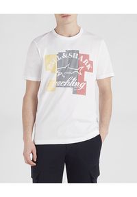 PAUL & SHARK - Biały t-shirt z nadrukiem. Kolor: biały. Materiał: bawełna. Wzór: nadruk. Styl: klasyczny, sportowy #1