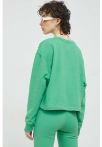 Tommy Jeans bluza damska kolor zielony z nadrukiem. Kolor: zielony. Materiał: bawełna, dzianina. Wzór: nadruk #2