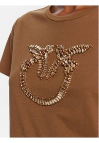 Pinko - PINKO T-Shirt Quentin 100535 A2RN Brązowy Regular Fit. Kolor: brązowy. Materiał: bawełna #3