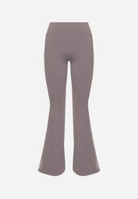 Born2be - Szare Marszczone Legginsy Dzwony z Wysokim Stanem i Lampasami Nakatia. Okazja: na co dzień. Stan: podwyższony. Kolor: szary. Styl: sportowy, elegancki, casual #7