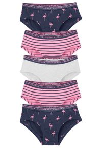 bonprix - Figi panty (5 par). Kolor: niebieski. Materiał: bawełna, elastan. Wzór: nadruk