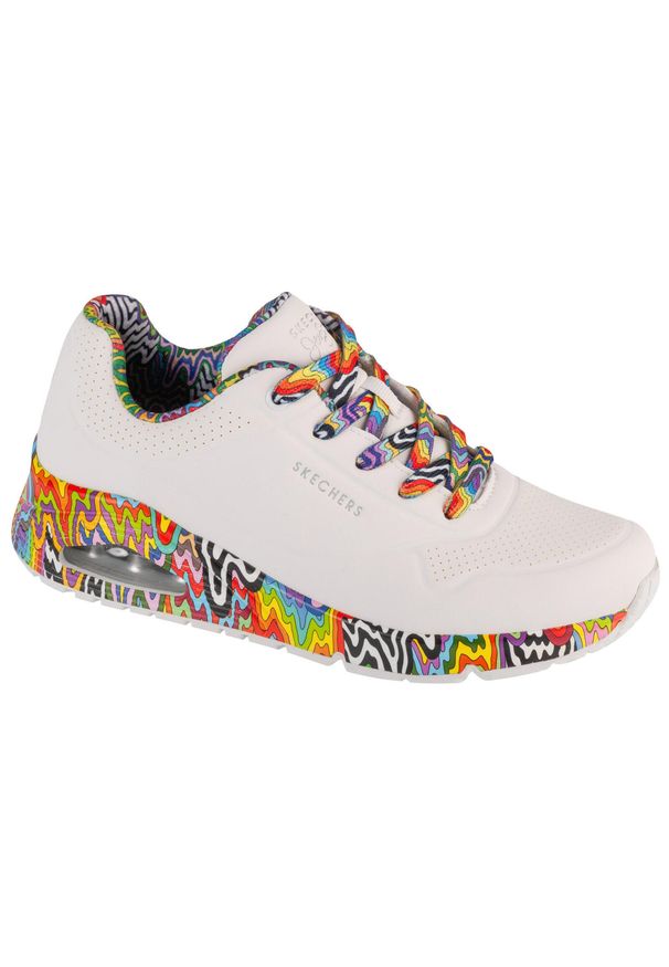 skechers - Buty sportowe Sneakersy damskie, Jen Stark: Uno - Mini Drip. Kolor: biały. Sport: turystyka piesza