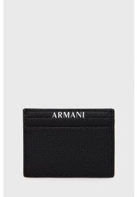 Armani Exchange Etui na karty skórzane męski kolor czarny. Kolor: czarny. Materiał: skóra