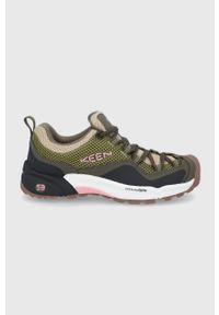 keen - Keen buty Wasatch Crest Vent damskie kolor zielony. Kolor: zielony. Materiał: tworzywo sztuczne, materiał, guma. Szerokość cholewki: normalna
