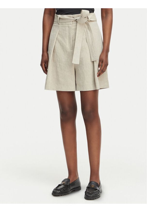 BOSS Szorty materiałowe Tojuna 50558545 Beżowy Relaxed Fit. Kolor: beżowy. Materiał: len