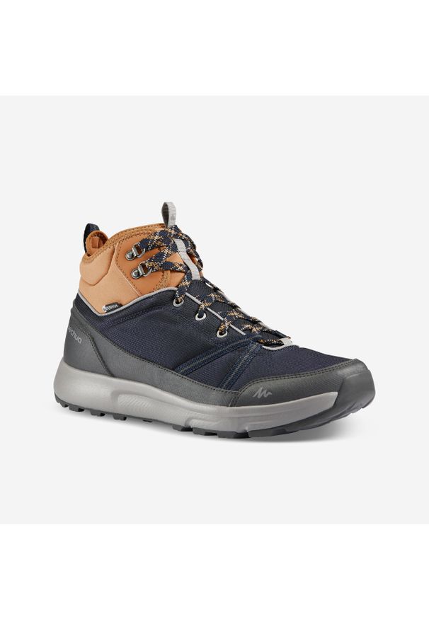 quechua - Buty turystyczne męskie Quechua NH100 Mid wodoodporne. Kolor: wielokolorowy, pomarańczowy, brązowy, szary, niebieski. Materiał: mesh, syntetyk. Szerokość cholewki: normalna