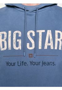 Big-Star - Bluza męska z kapturem z logo BIG STAR niebieska Ashlyno 402. Okazja: na co dzień. Typ kołnierza: kaptur. Kolor: niebieski. Materiał: dzianina. Wzór: ze splotem. Styl: casual, elegancki #6