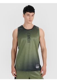 4f - 4F Tank top do koszykówki oversize szybkoschnący męski - multikolor S. Kolor: wielokolorowy. Materiał: dzianina, włókno, materiał, syntetyk. Długość rękawa: na ramiączkach. Wzór: ażurowy, gładki, nadruk. Sport: koszykówka