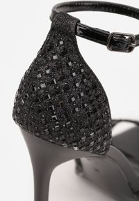 Born2be - Czarne Eleganckie Sandały na Szpilce z Cyrkoniami i Kwadratowym Noskiem Hempea. Okazja: na wesele, na co dzień, na ślub cywilny. Zapięcie: pasek. Kolor: czarny. Obcas: na szpilce. Styl: elegancki #9