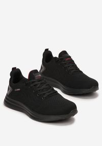 Born2be - Czarno-Czerwone Buty Sportowe Sznurowane Ambilou. Kolor: czarny. Materiał: materiał. Szerokość cholewki: normalna. Obcas: na płaskiej podeszwie #2