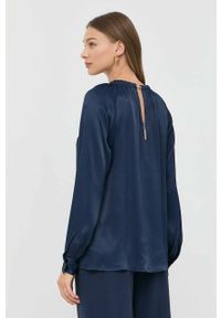 MICHAEL Michael Kors bluzka damska kolor granatowy gładka. Okazja: na co dzień. Kolor: niebieski. Materiał: tkanina, satyna, materiał. Długość rękawa: raglanowy rękaw. Wzór: gładki. Styl: casual #5