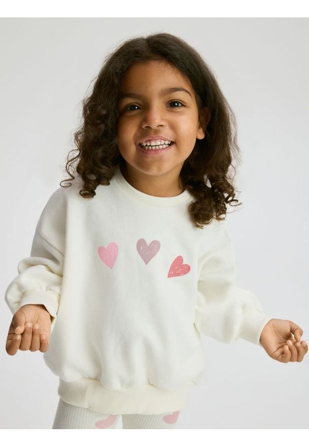 Reserved - Bawełniany komplet z nadrukiem - złamana biel. Materiał: bawełna. Wzór: nadruk