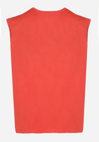 Born2be - Czerwona Bawełniany Tank Top z Ozdobnym Nadrukiem Poleldi. Okazja: na co dzień. Kolor: czerwony. Materiał: bawełna. Wzór: nadruk. Styl: klasyczny, casual, elegancki