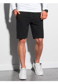 Ombre Clothing - Krótkie spodenki męskie dresowe W291 - czarne - XXL. Kolor: czarny. Materiał: dresówka. Długość: krótkie. Styl: klasyczny #1