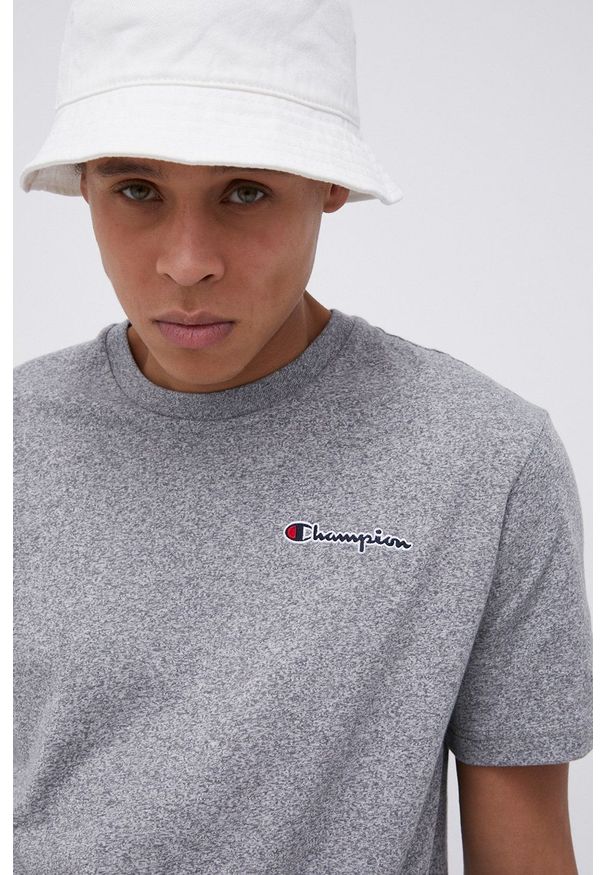 Champion - T-shirt bawełniany. Okazja: na co dzień. Kolor: szary. Materiał: bawełna. Wzór: gładki. Styl: casual