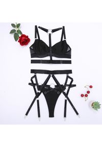 Intica - Zestaw bielizny harness na specjalne okazje Tiphani. Kolor: czarny. Materiał: materiał #1