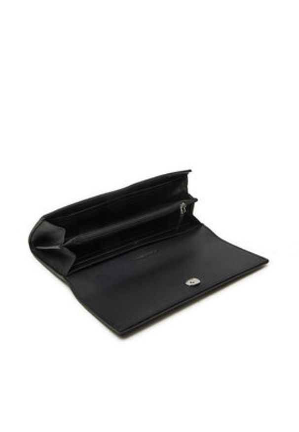 Calvin Klein Duży Portfel Damski Ck Plaque Large Trifold K60K612839 Czarny. Kolor: czarny. Materiał: skóra