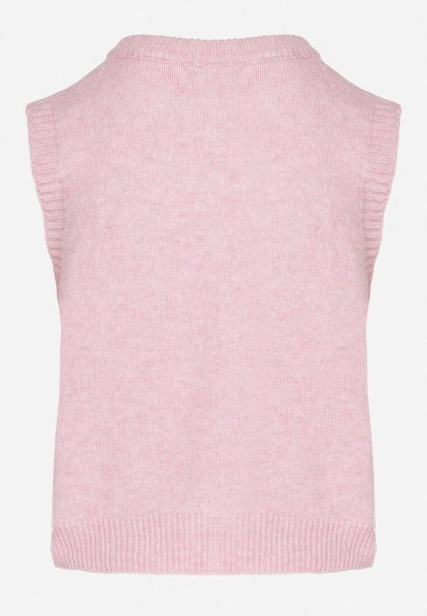 Born2be - Różowa Rozpinana Kamizelka z Wełną Eravina. Okazja: na co dzień. Kolor: różowy. Materiał: wełna. Styl: klasyczny, casual, elegancki