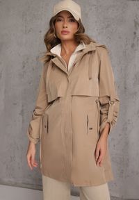 Renee - Brązowa Kurtka Przejściowa Typu Parka z Odpinanym Kapturem Ozdobiona Sznurkami Fallaiah. Okazja: na co dzień. Kolor: brązowy. Materiał: skóra. Wzór: aplikacja. Styl: casual #6