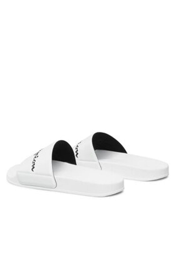Champion Klapki Slide Varsity S11544-CHA-WW001 Biały. Kolor: biały. Materiał: skóra