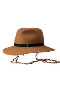 MAISON MICHEL PARIS - Brązowy kapelusz Henrietta. Kolor: brązowy. Wzór: aplikacja #2