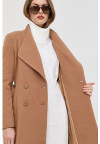 Liu Jo płaszcz z domieszką wełny kolor beżowy przejściowy dwurzędowy. Okazja: na co dzień. Kolor: beżowy. Materiał: wełna. Styl: casual #6