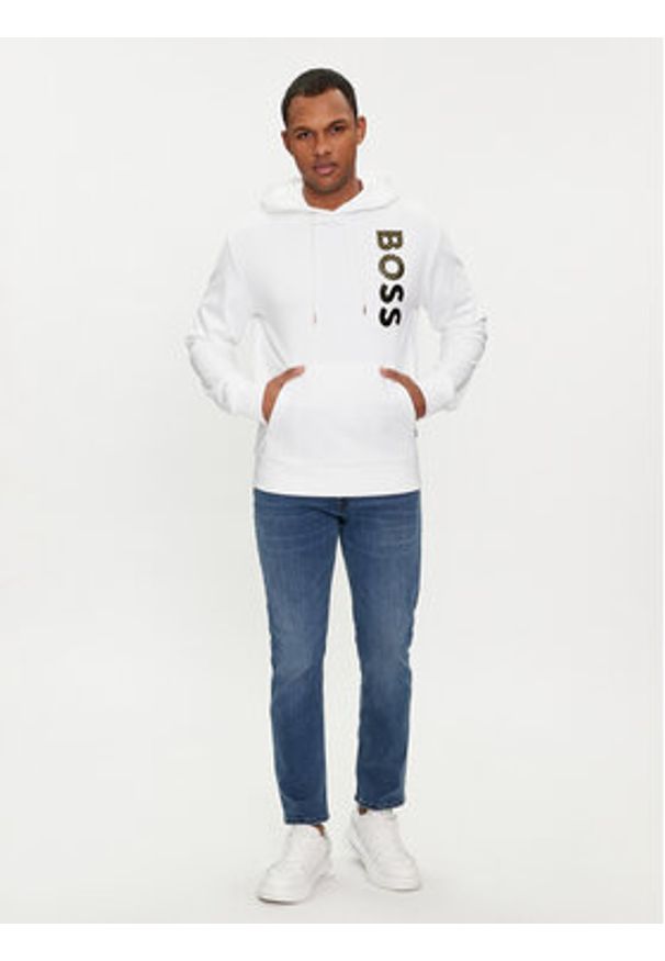 BOSS - Boss Bluza 50481746 Biały Regular Fit. Kolor: biały. Materiał: bawełna